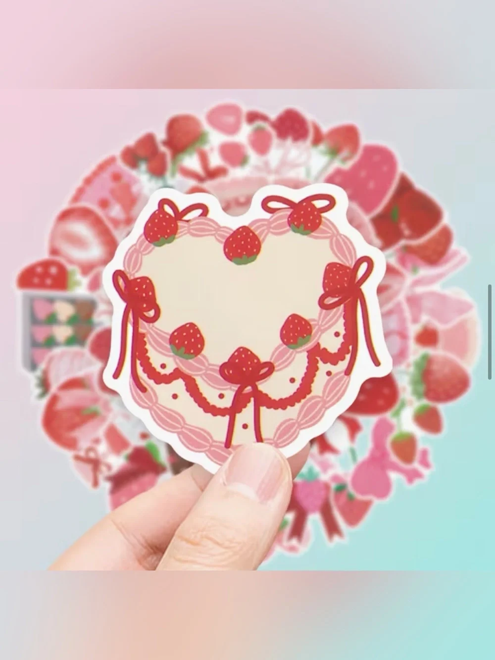 50pc Kawaii Strawberry Dessert Vinyl Sticker Pack